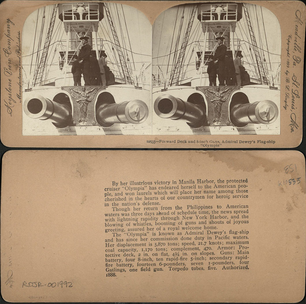 Forward Deck and 8-inch Guns, Admiral Dewey’s Flag-ship “Olympia.”